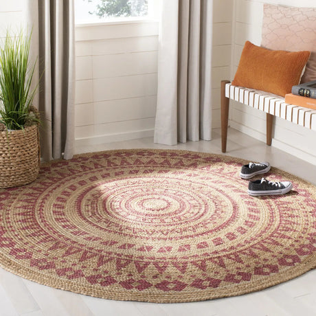 Safavieh Natural Fiber 5'-0" x 5'-0" Rug in Pink / Natural