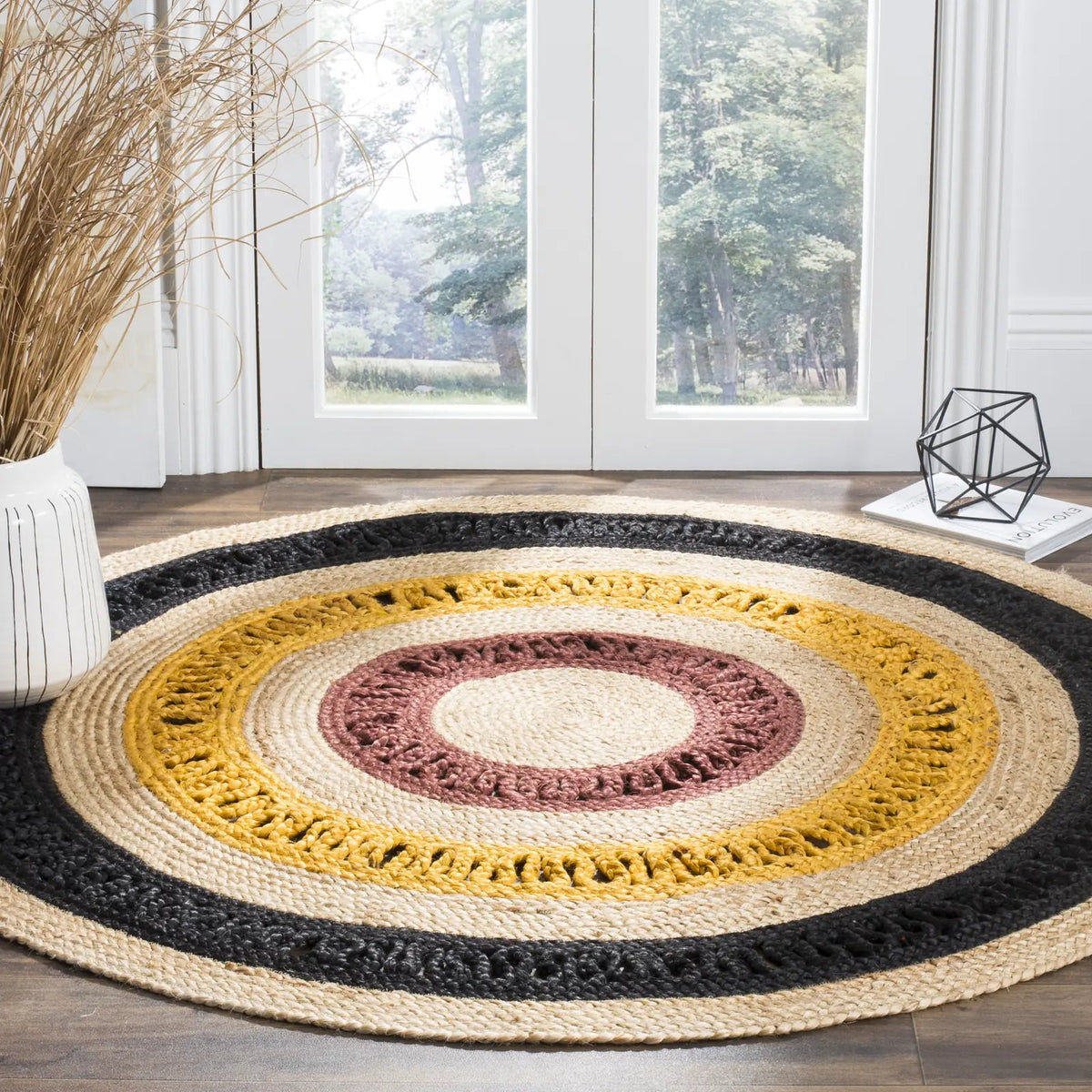 Safavieh Natural Fiber 5'-0" x 5'-0" Rug in Black / Natural
