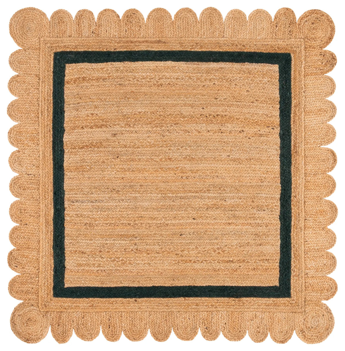 Safavieh Natural Fiber 6'-0" x 6'-0" Rug in Natural / Dark Green
