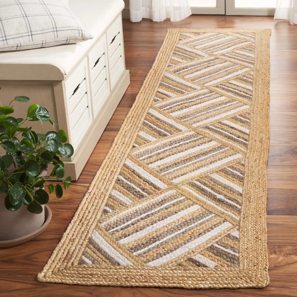 Safavieh Natural Fiber 2'-3" x 9'-0" Rug in Natural / Grey