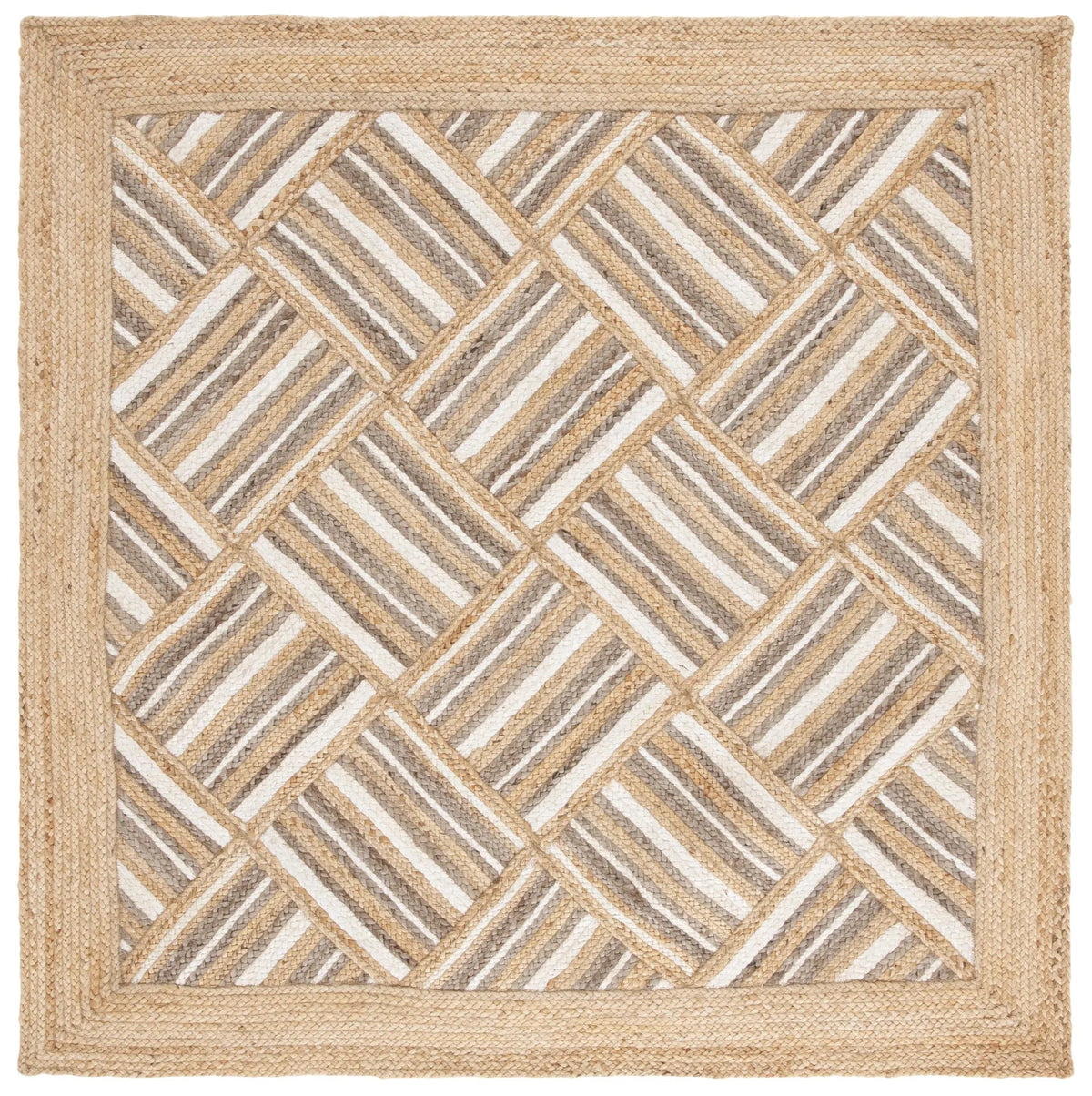Safavieh Natural Fiber 6'-0" x 6'-0" Rug in Natural / Grey