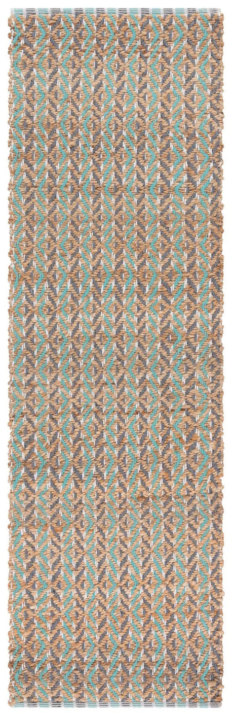 Safavieh Natural Fiber 2'-3" x 8'-0" Rug in Natural / Teal