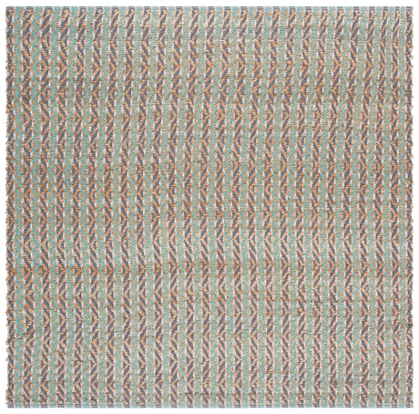 Safavieh Natural Fiber 6'-6" x 6'-6" Rug in Natural / Teal