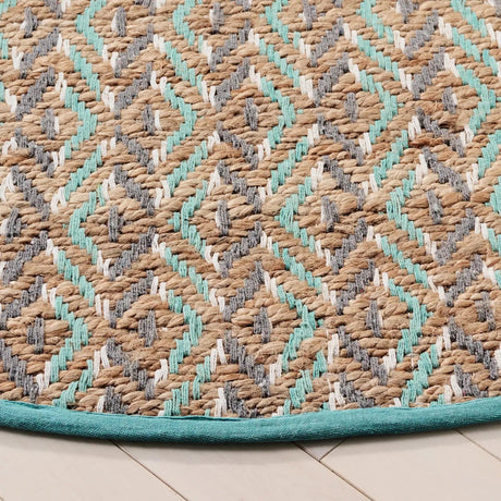 Safavieh Natural Fiber 7'-0" x 7'-0" Rug in Natural / Teal