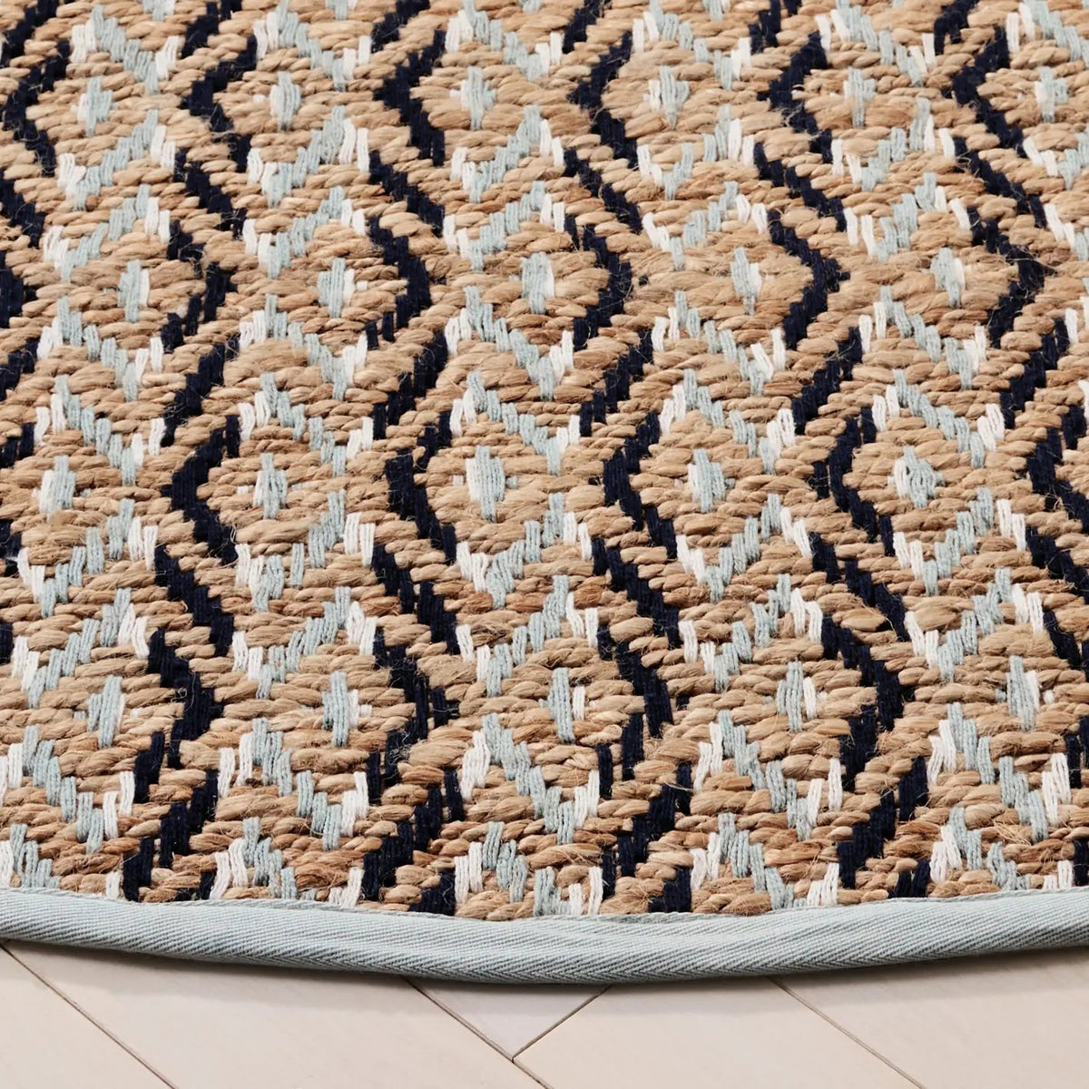 Safavieh Natural Fiber 7'-0" x 7'-0" Rug in Natural / Turquoise