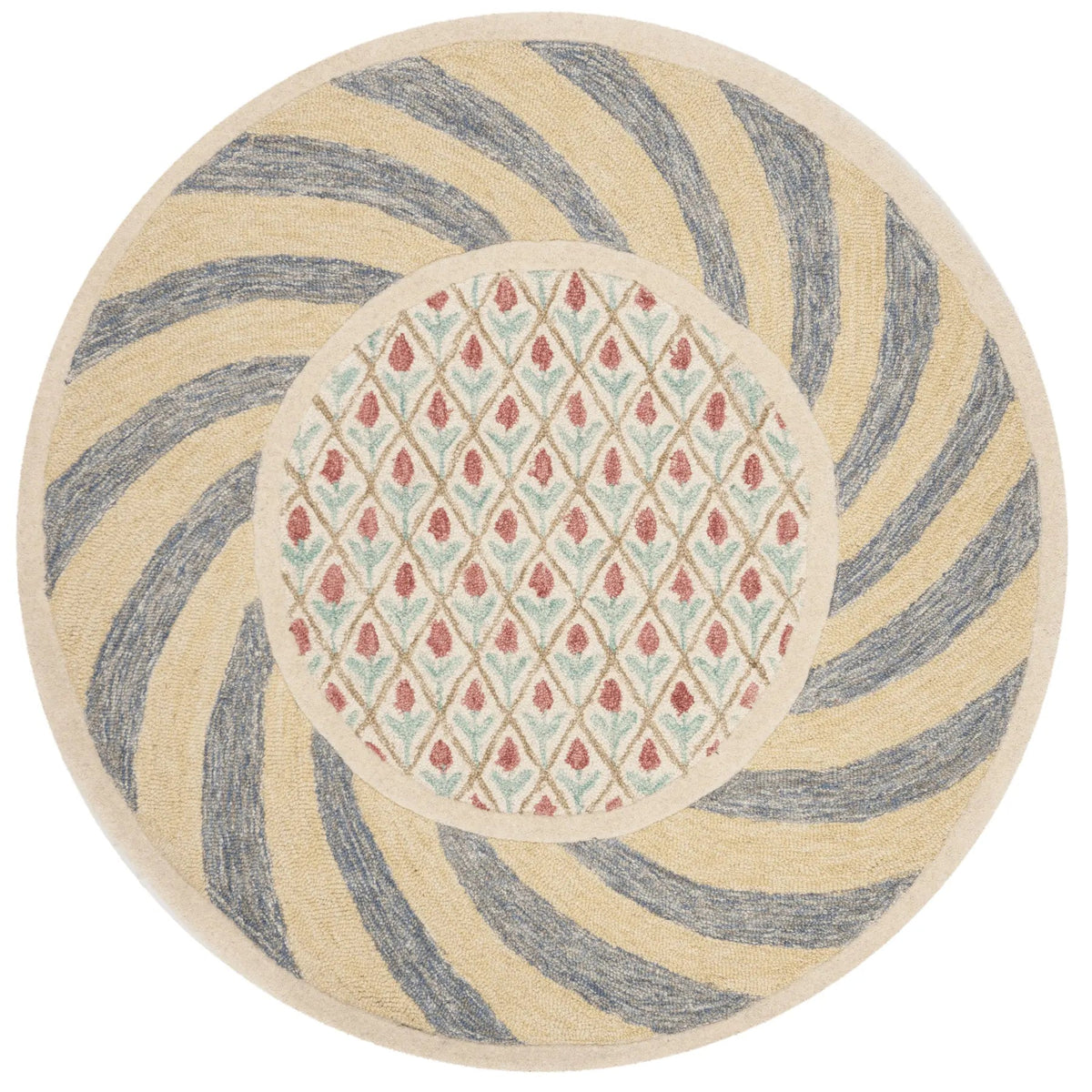 Safavieh Novelty 4'-0" x 4'-0" Rug in Ivory Blue / Rose