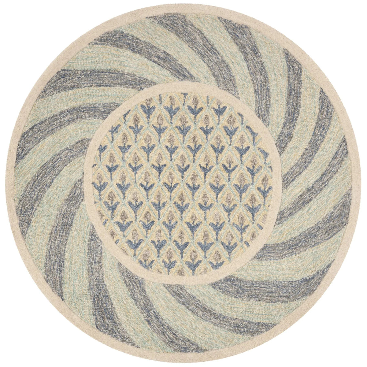 Safavieh Novelty 4'-0" x 4'-0" Rug in Ivory Blue / Gold