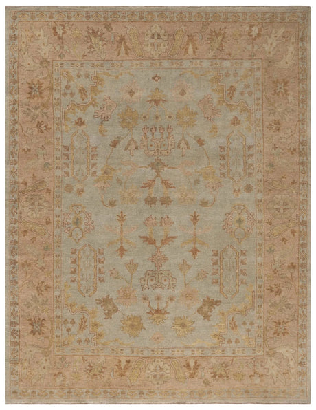 Safavieh Oushak 10'-0" x 14'-0" Rug in Soft Green / Rust