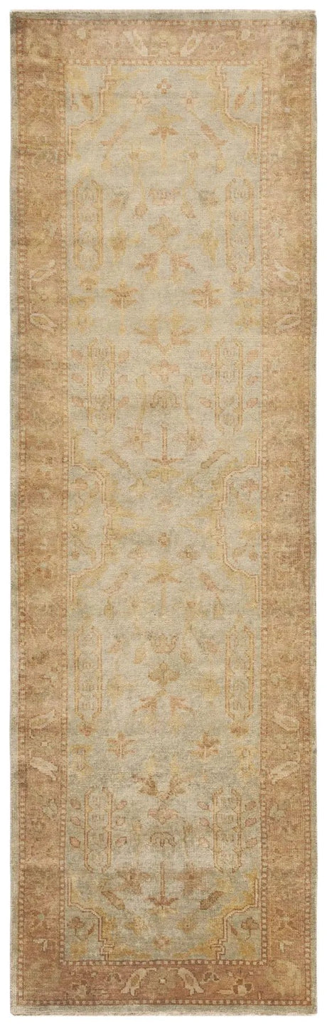 Safavieh Oushak 3'-0" x 10'-0" Rug in Soft Green / Rust