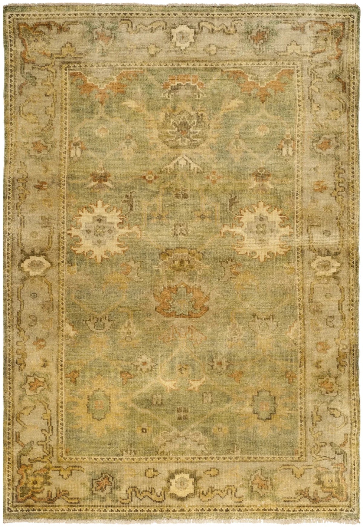 Safavieh Oushak 4'-0" x 6'-0" Rug in Green / Beige
