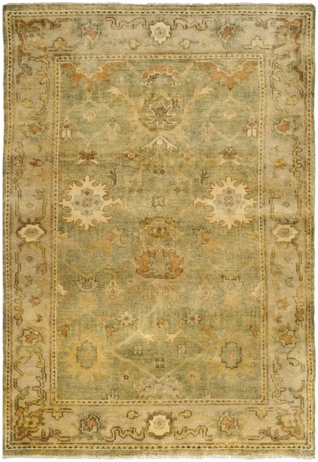 Safavieh Oushak 4'-0" x 6'-0" Rug in Green / Beige