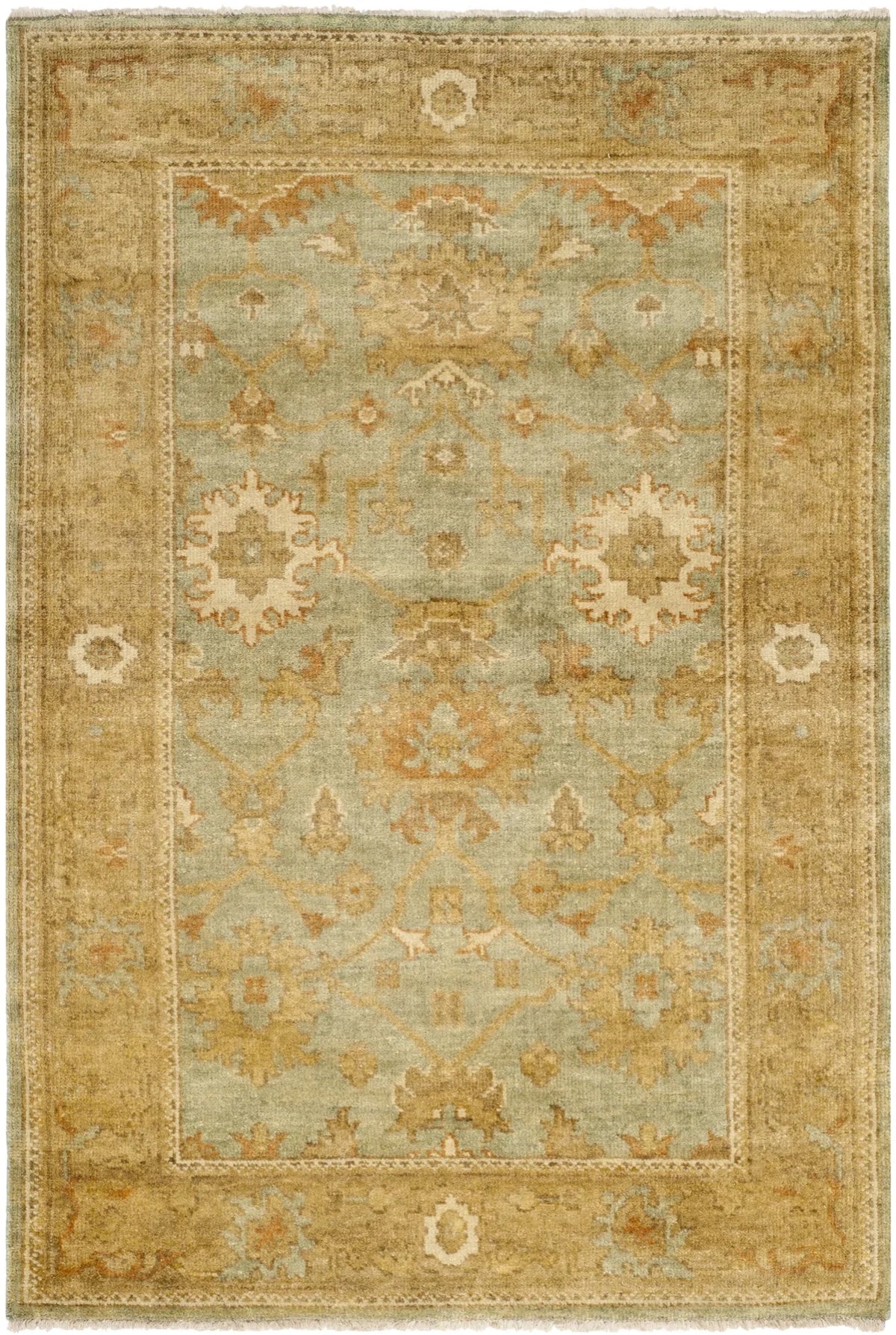 Safavieh Oushak 4'-0" x 6'-0" Rug in Dark Green / Brown