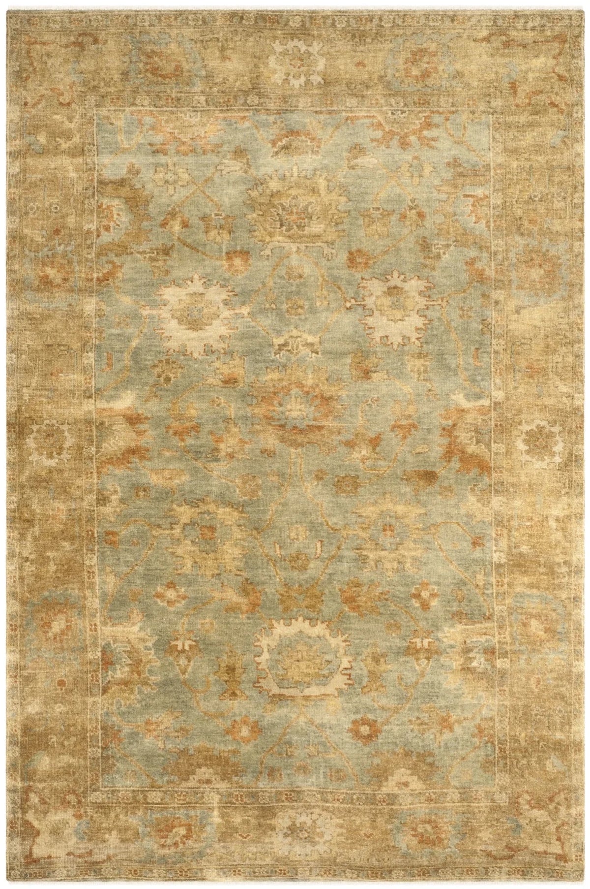 Safavieh Oushak 6'-0" x 9'-0" Rug in Dark Green / Brown