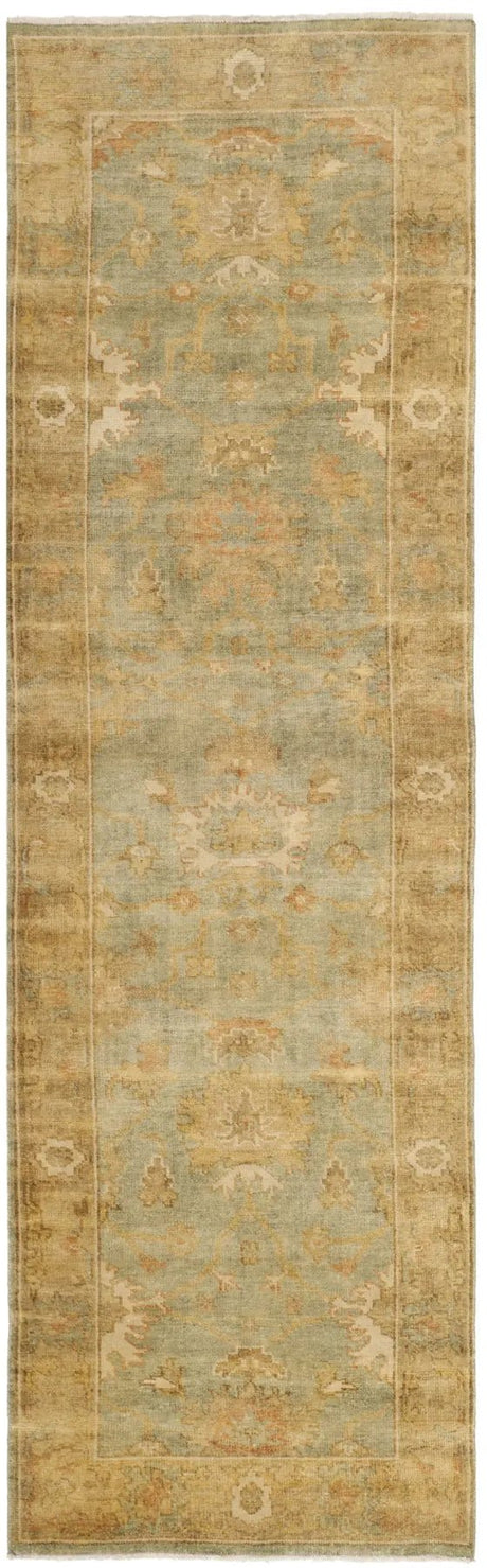 Safavieh Oushak 3'-0" x 10'-0" Rug in Dark Green / Brown