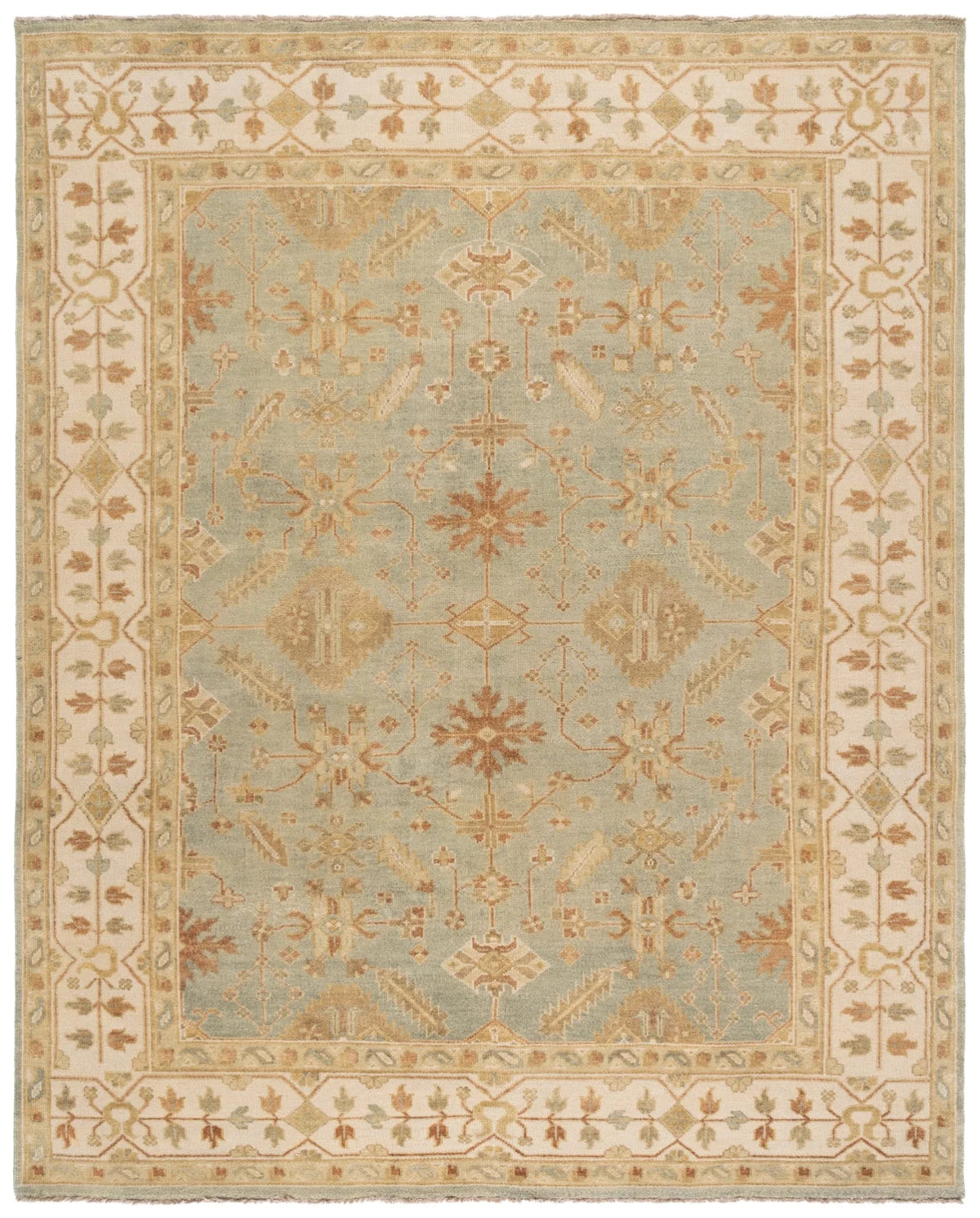 Safavieh Oushak 10'-0" x 14'-0" Rug in Soft Green / Ivory