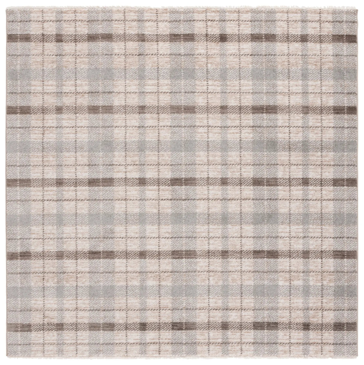 Safavieh Oxford Plaids 300 6'-7" x 6'-7" Rug in Light Grey / Grey