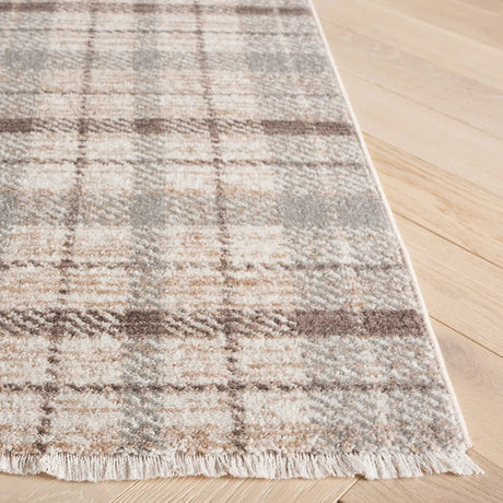 Safavieh Oxford Plaids 300 4'-0" x 6'-0" Rug in Grey / Beige