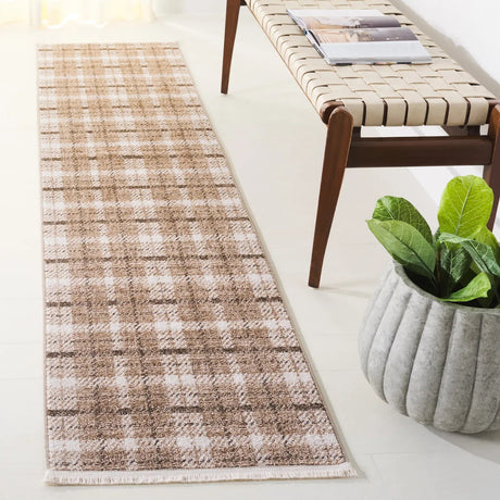 Safavieh Oxford Plaids 300 2'-0" x 8'-0" Rug in Beige / Brown