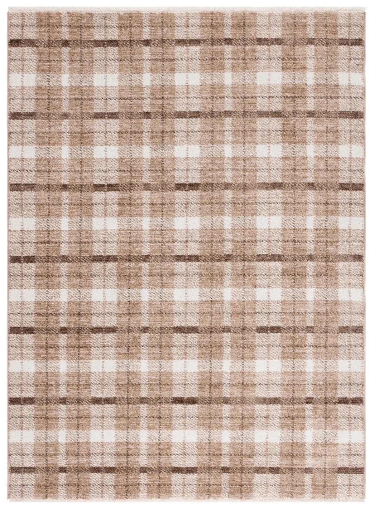Safavieh Oxford Plaids 300 4'-0" x 6'-0" Rug in Beige / Brown