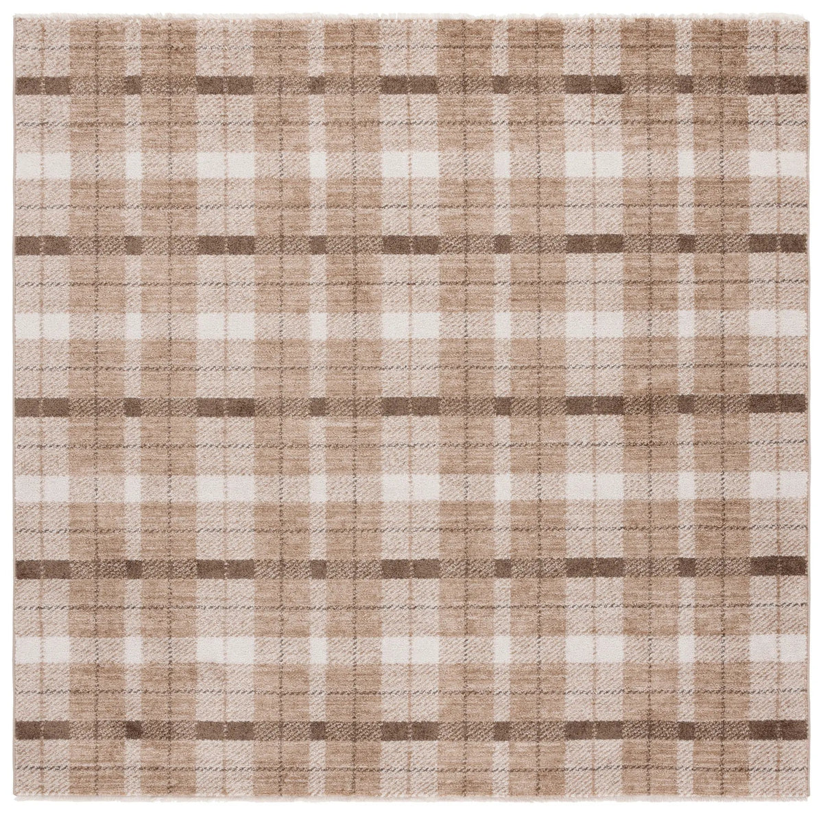 Safavieh Oxford Plaids 300 6'-7" x 6'-7" Rug in Beige / Brown