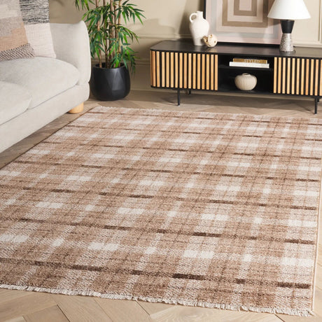 Safavieh Oxford Plaids 300 4'-0" x 6'-0" Rug in Beige / Brown