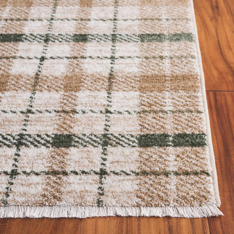 Safavieh Oxford Plaids 300 4'-0" x 6'-0" Rug in Beige / Green