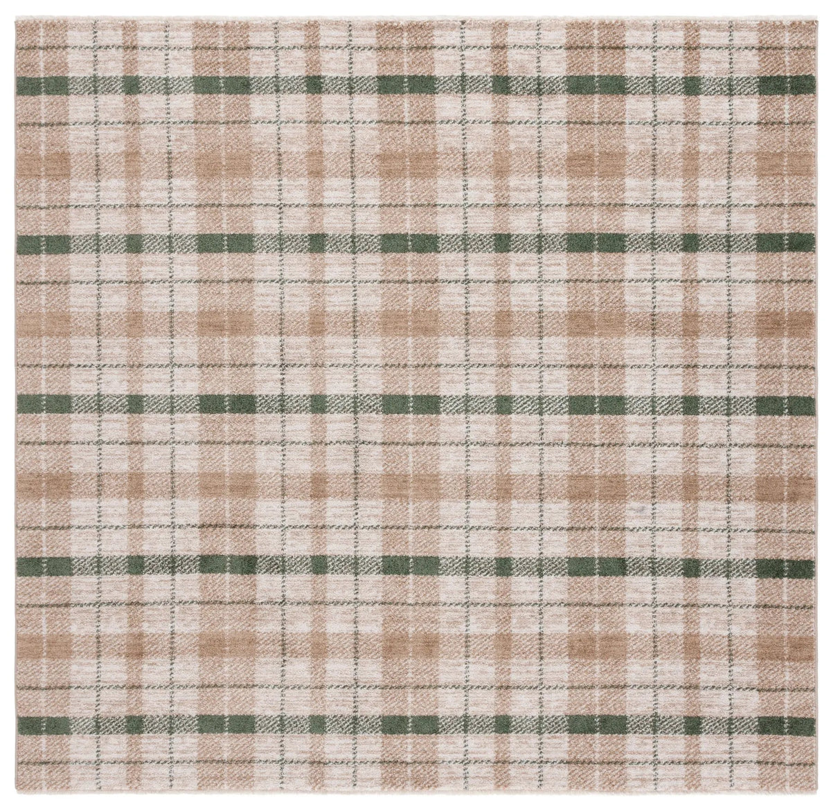 Safavieh Oxford Plaids 300 6'-7" x 6'-7" Rug in Beige / Green