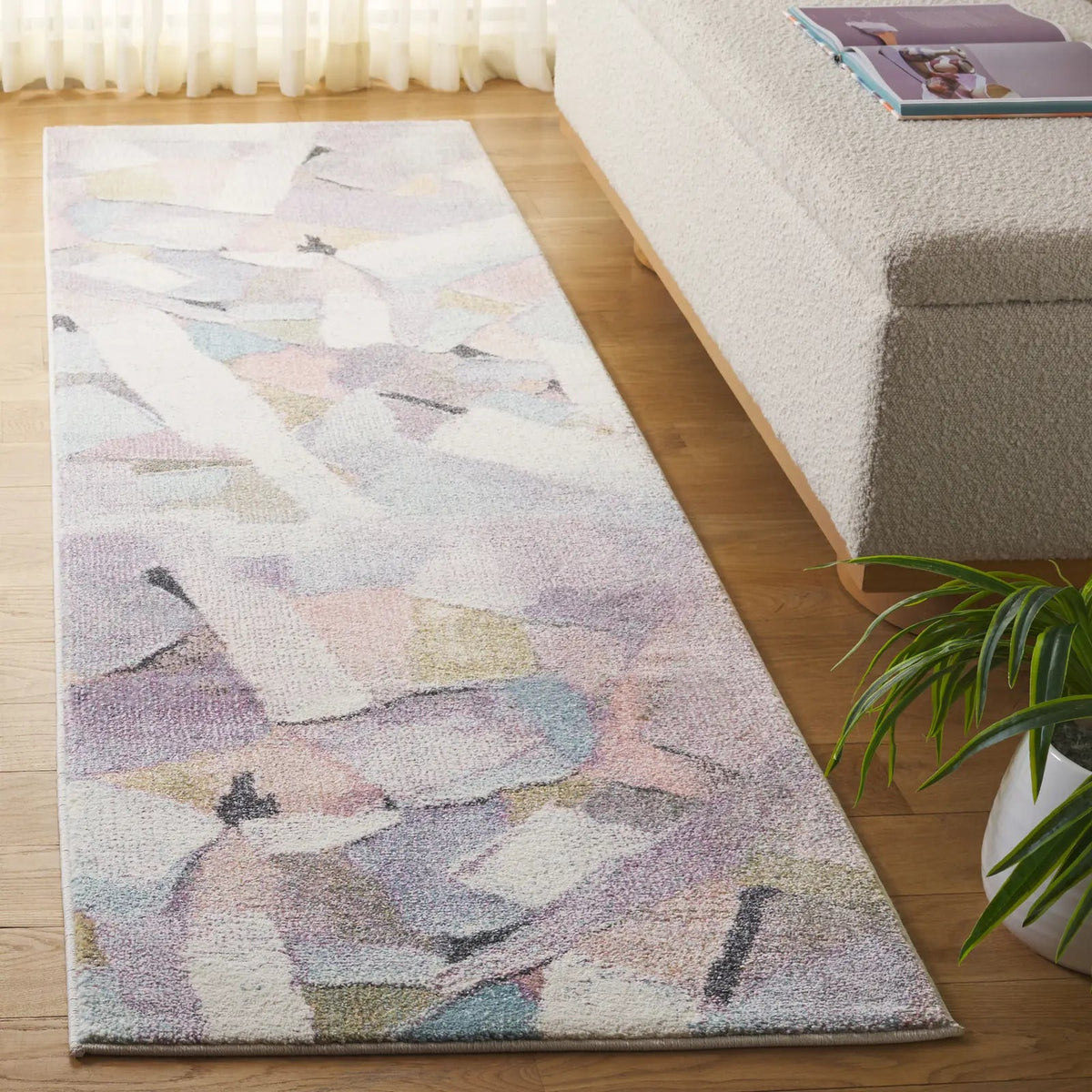 Safavieh Porcello 2'-3" x 8'-0" Rug in Blue / Pink
