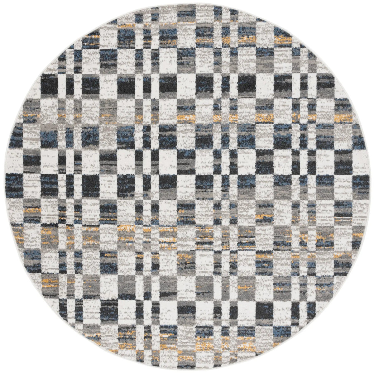Safavieh Pyramid 6'-7" x 6'-7" Rug in Ivory / Grey Navy