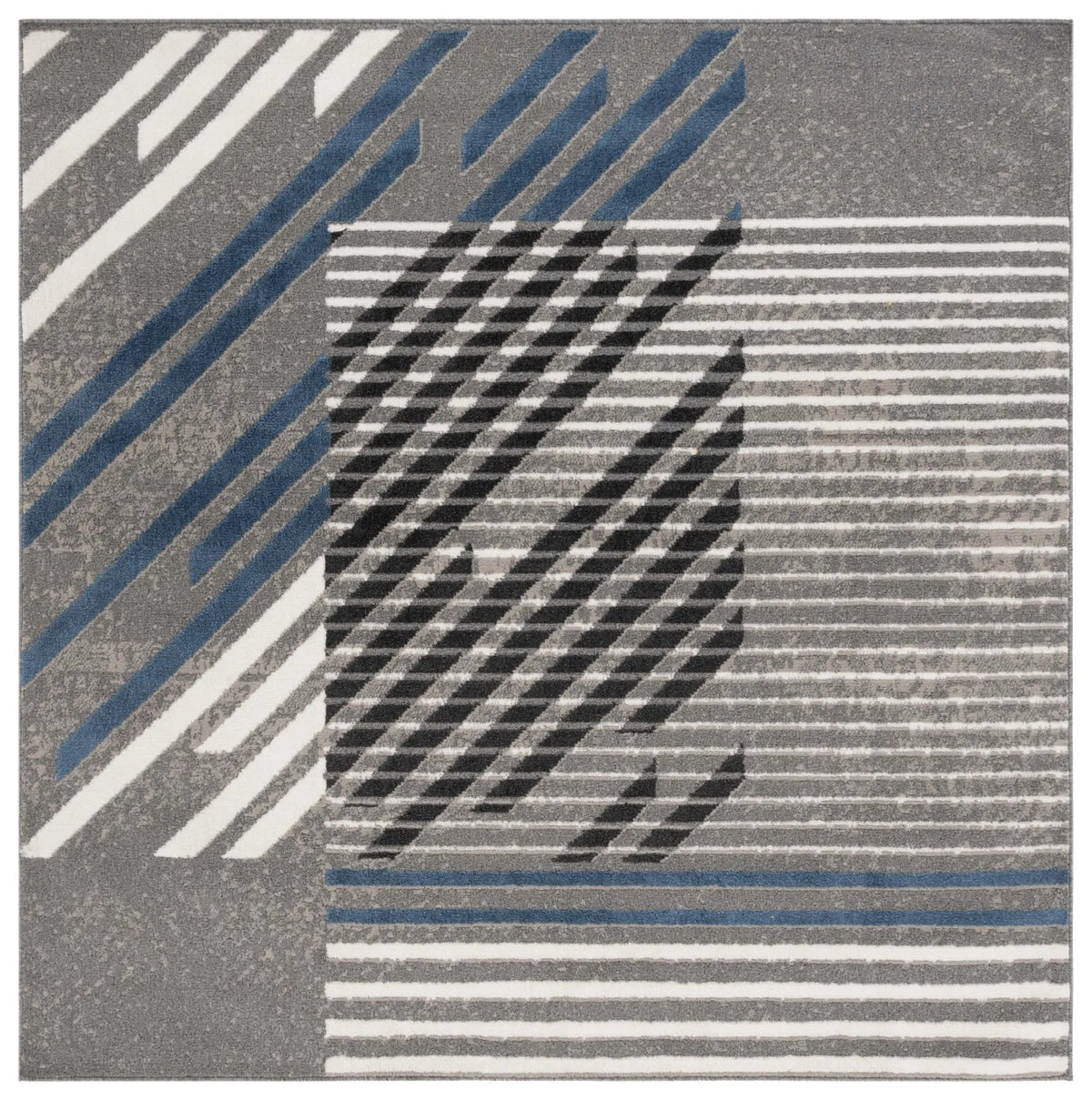 Safavieh Pyramid 6'-7" x 6'-7" Rug in Grey / Blue Ivory