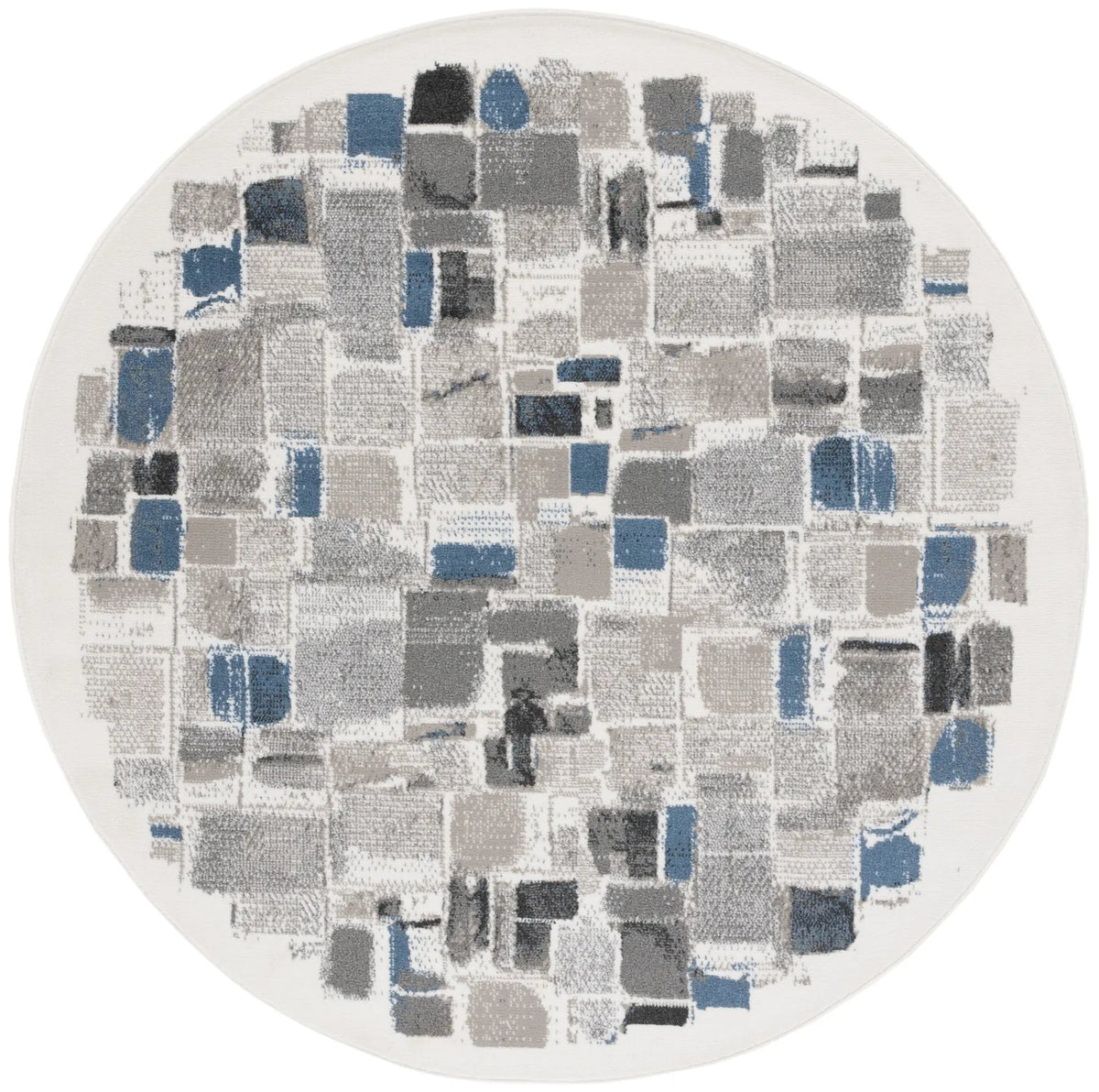 Safavieh Pyramid 6'-7" x 6'-7" Rug in Ivory / Grey Navy
