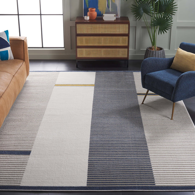 Safavieh Pyramid Pyr234A Grey/Ivory Navy Rug.