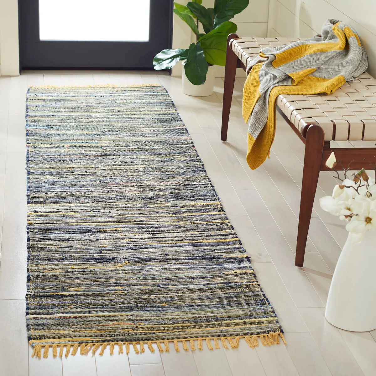 Safavieh Rag Rug 2'-3" x 10'-0" Rug in Yellow / Multi