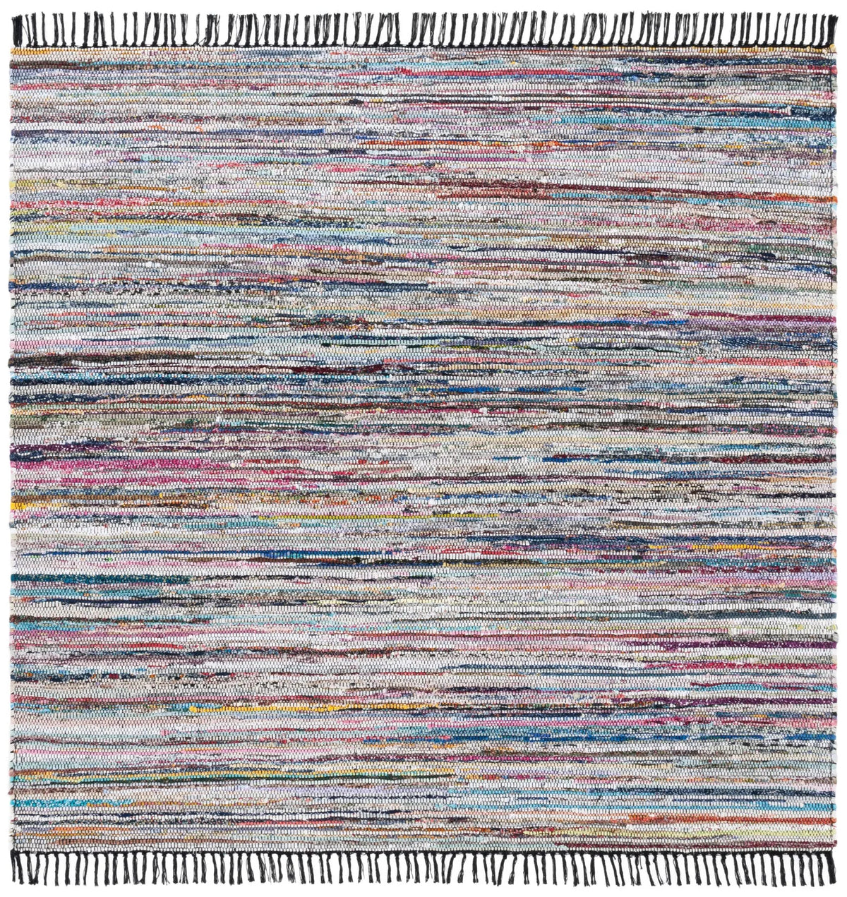 Safavieh Rag Rug 6'-0" x 6'-0" Rug in Black / Pink