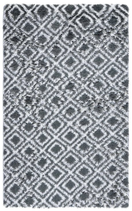 Safavieh Rainbow Shag 4'-0" x 6'-0" Rug in Charcoal / White