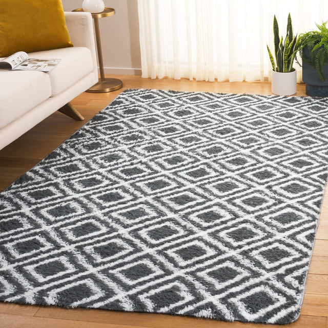Safavieh Rainbow Shag Rbo102H Charcoal/White Rug.