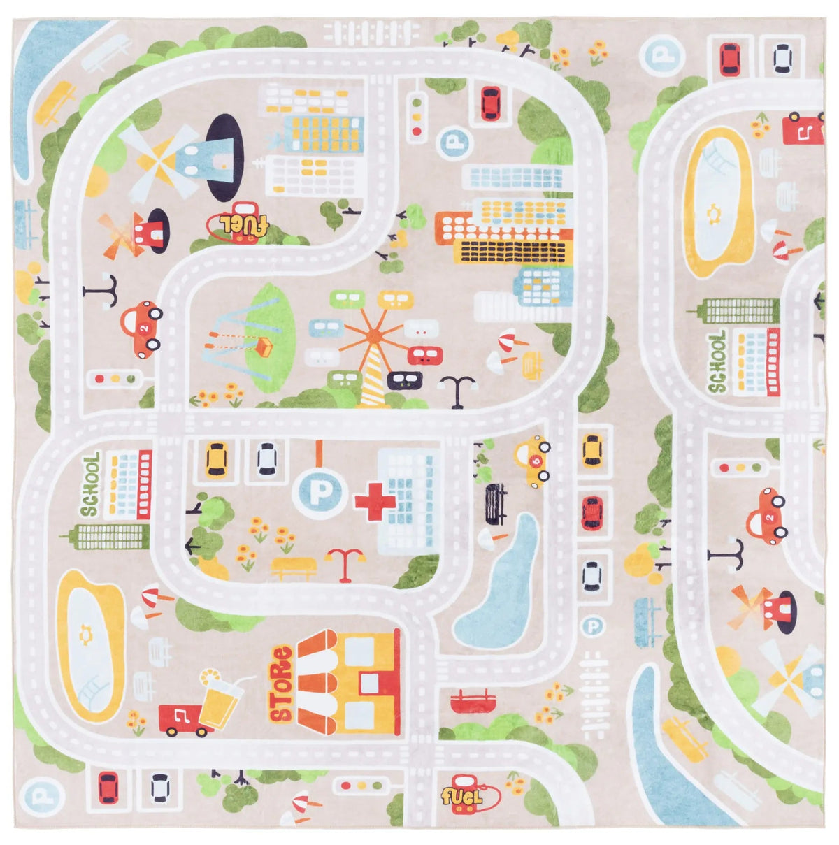 Safavieh Santa Monica Kids 6'-0" x 6'-0" Rug in Beige / Ivory