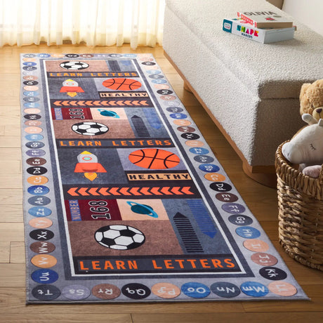 Safavieh Santa Monica Kids 2'-6" x 8'-0" Rug in Grey / Blue