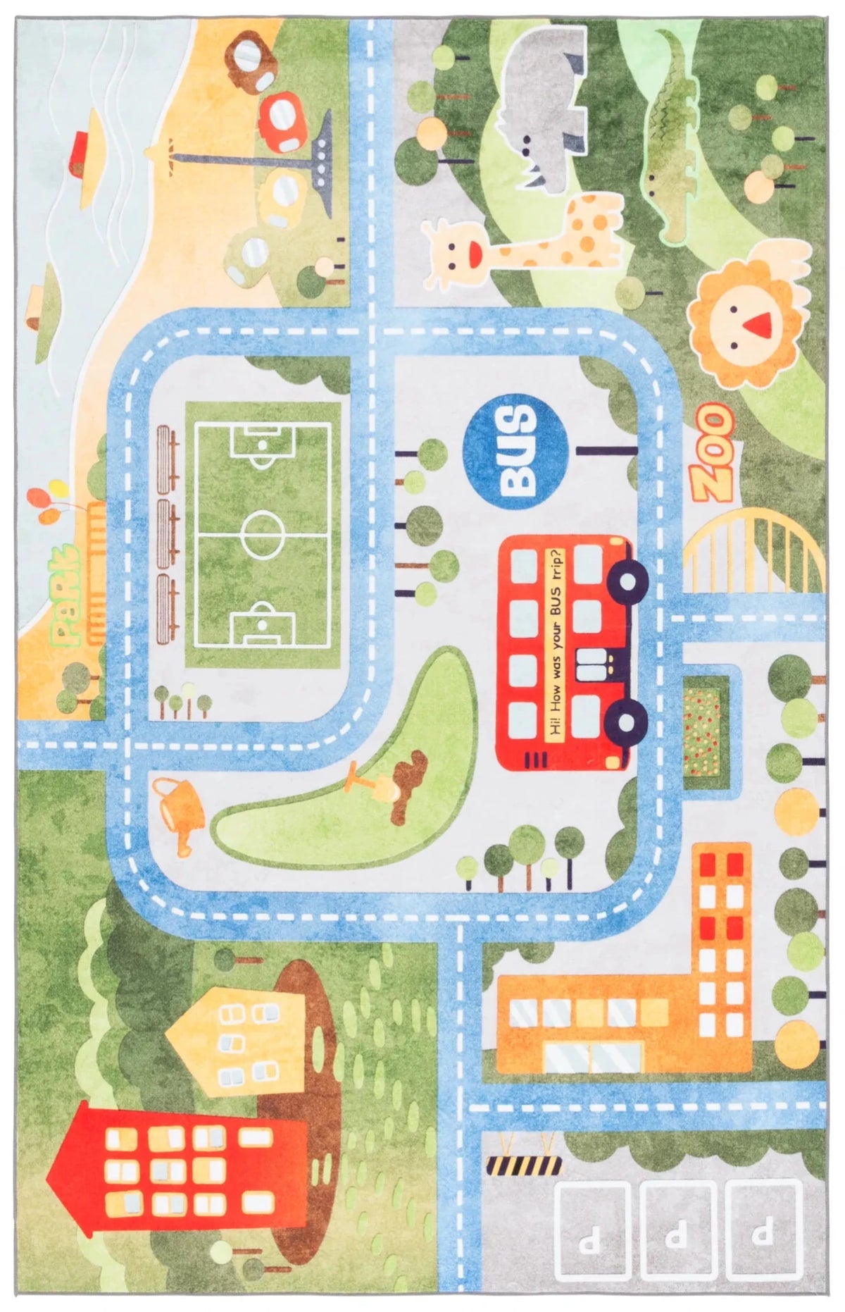 Safavieh Santa Monica Kids 4'-0" x 6'-0" Rug in Green / Grey