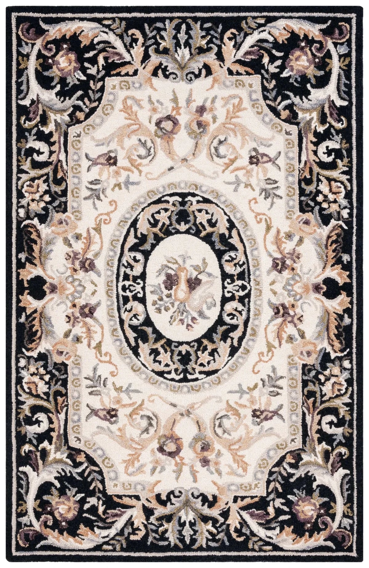 Safavieh Savonnerie 4'-0" x 6'-0" Rug in Ivory / Black