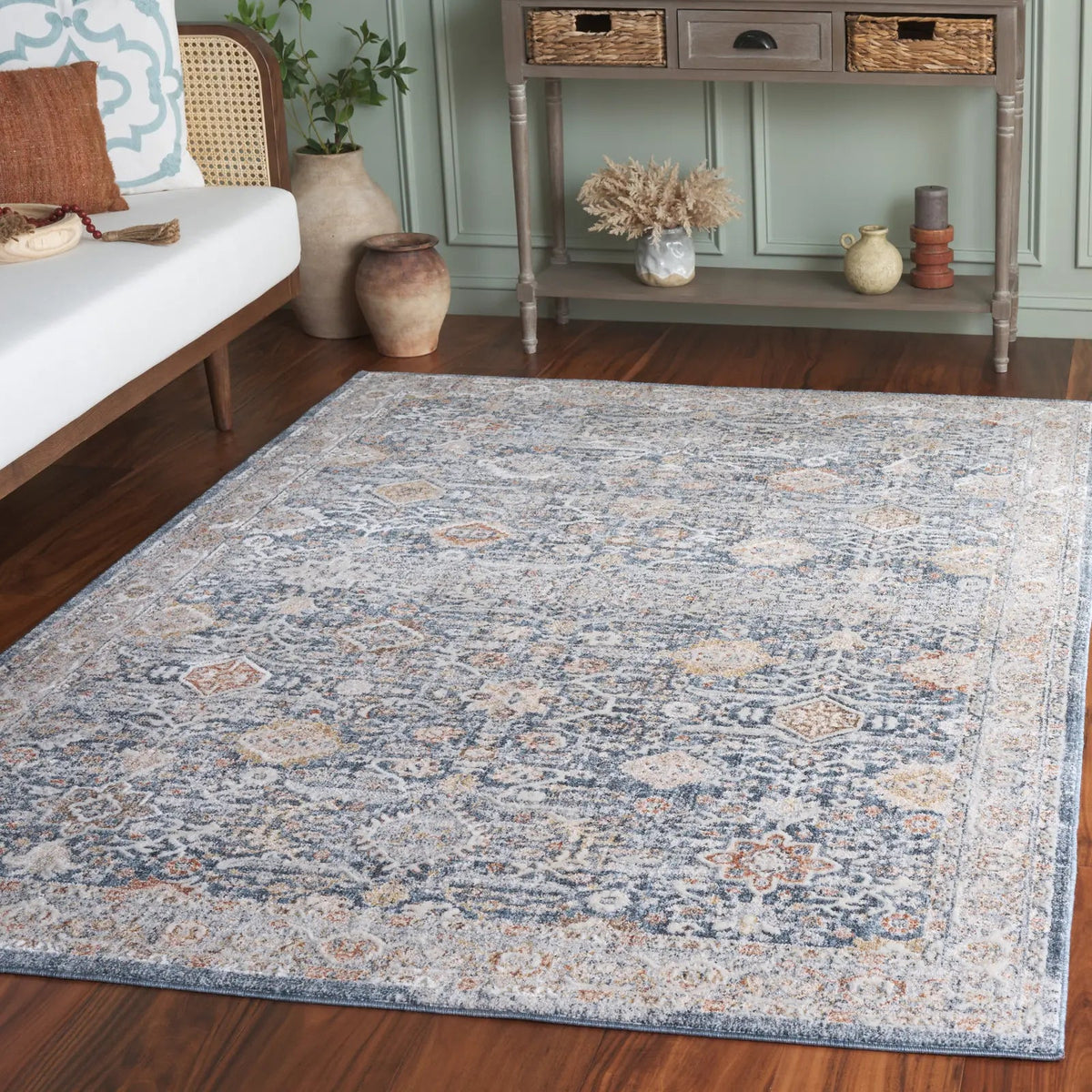Safavieh Scarlett 400 4'-0" x 6'-0" Rug in Blue / Ivory Rust