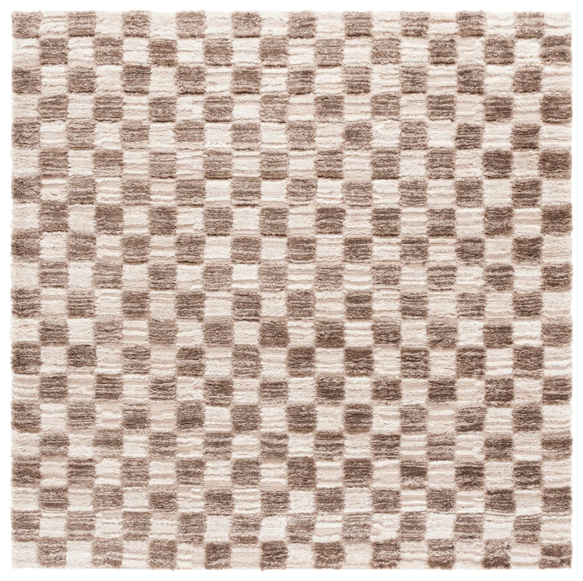 Safavieh Seattle Shag 900 6'-7" x 6'-7" Rug in Ivory / Brown