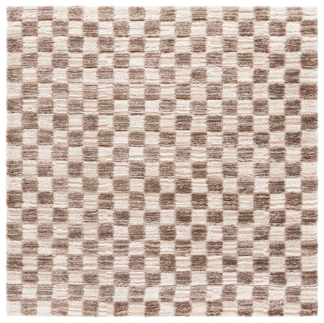 Safavieh Seattle Shag 900 6'-7" x 6'-7" Rug in Ivory / Brown