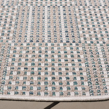 Safavieh Sisal All-Weather 6'-7" x 6'-7" Rug in Aqua / Beige Ivory