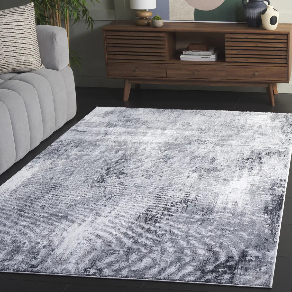 Safavieh Slate 700 4'-0" x 6'-0" Rug in Grey / Ivory
