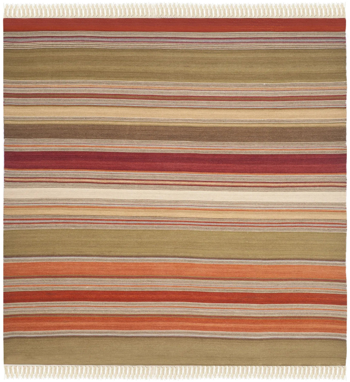 Safavieh Striped Kilim 7'-0" x 7'-0" Rug in Green