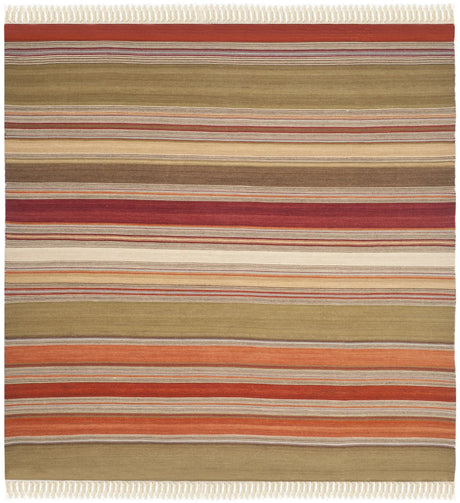 Safavieh Striped Kilim 7'-0" x 7'-0" Rug in Green