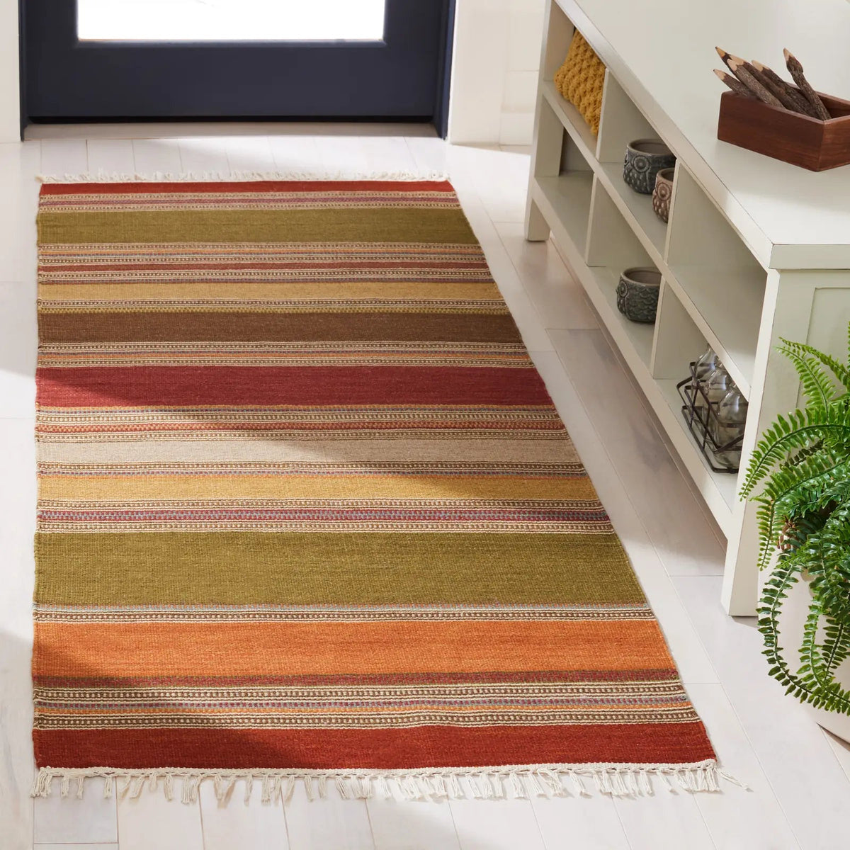 Safavieh Striped Kilim 2'-3" x 6'-0" Rug in Green