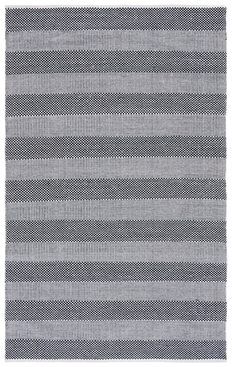 Safavieh Striped Kilim Stk802Z Ivory/Black Rug.