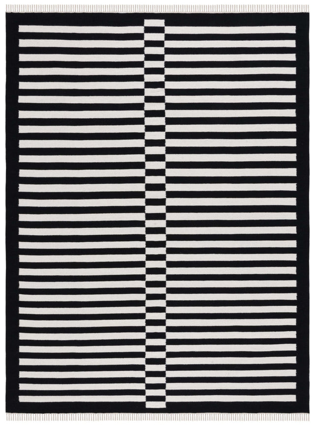 Safavieh Striped Kilim Stk805Z Black/Ivory Rug.